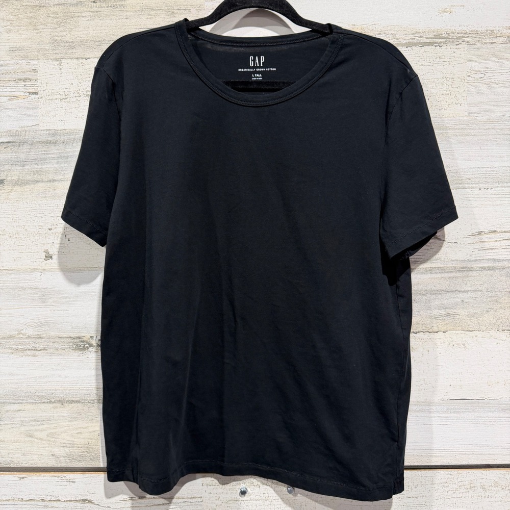 Gap T-Shirt Women L Tall Black Organic Cotton Short Sleeve Basic Minimalist EUC
